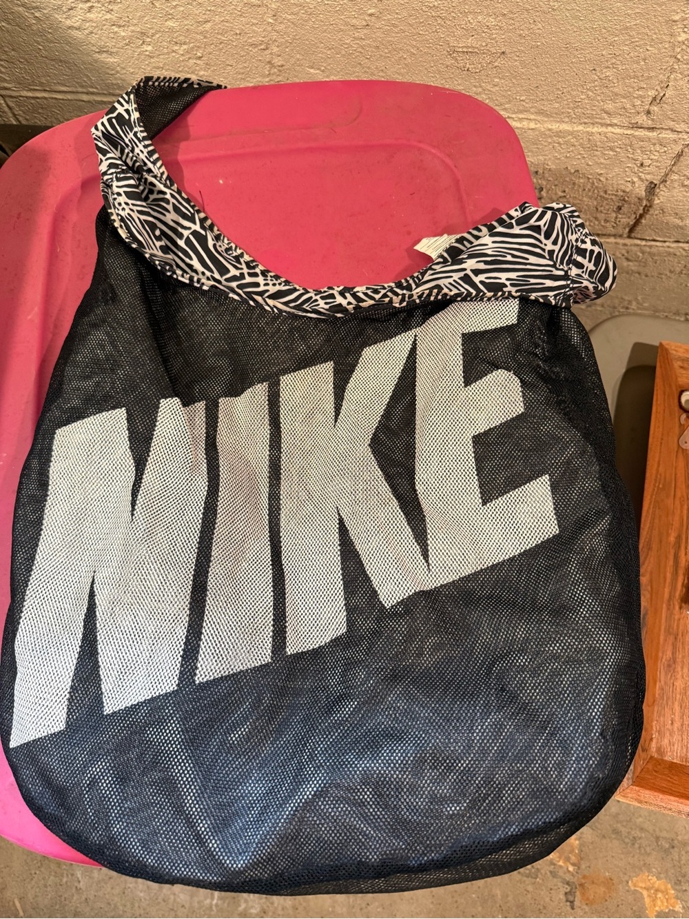 Nike Black Mesh Shoulder Bag with White Logo